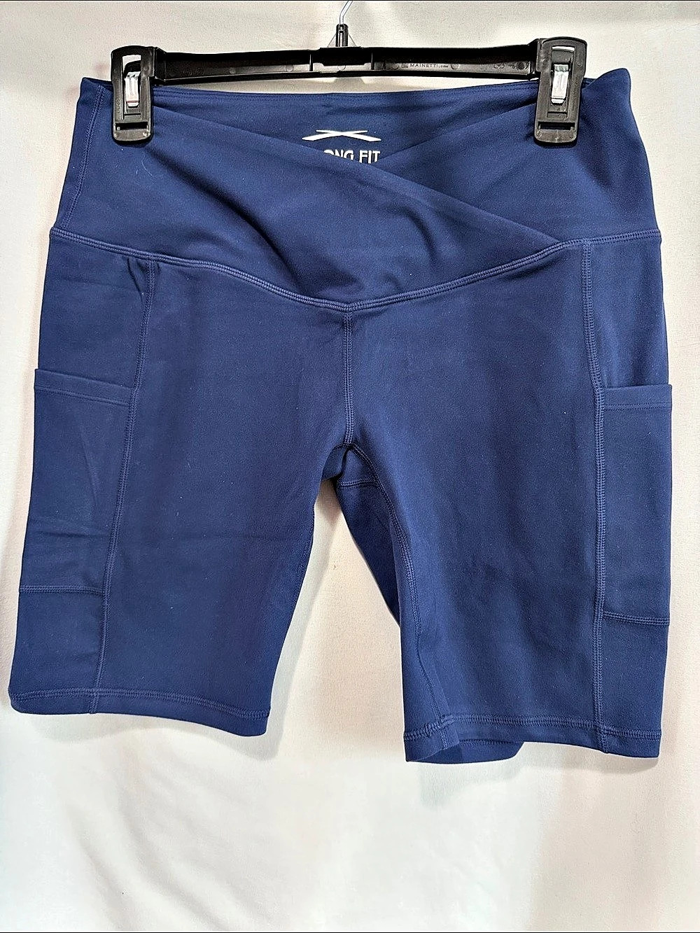 Along Fit Crossover Biker Shorts with Pockets Blue Medium